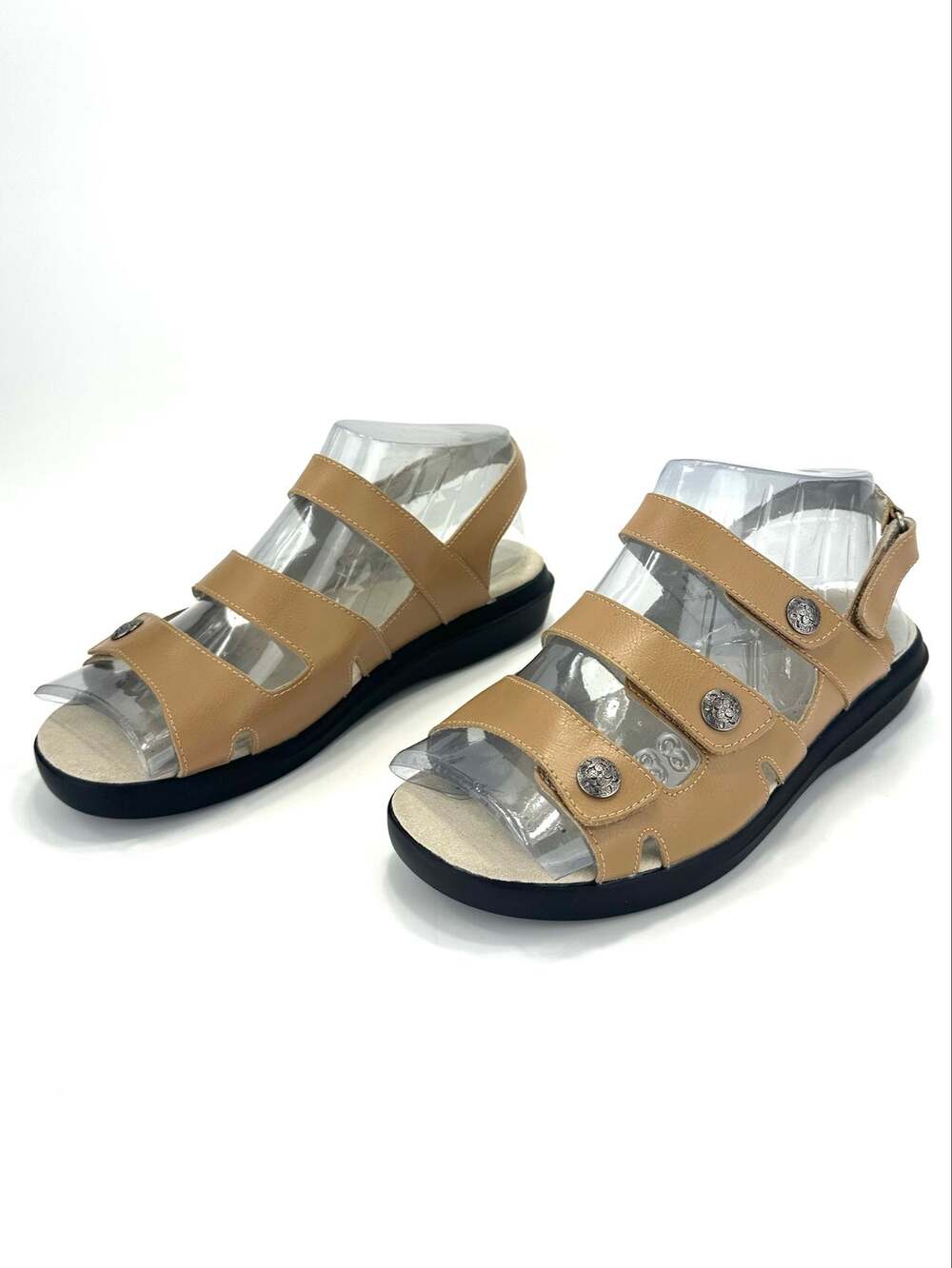 Propet Bahama Orthopedic Sandal Size 9.5W Tan Leather Air Cushion Adjustable New